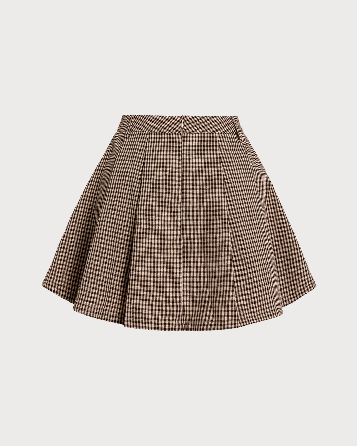 Brown Plaid Ruched Skirt | Rihoas
