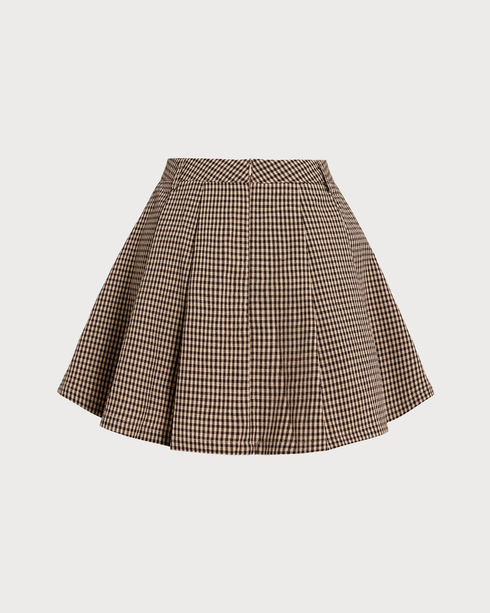 Brown Plaid Ruched Skirt | Rihoas
