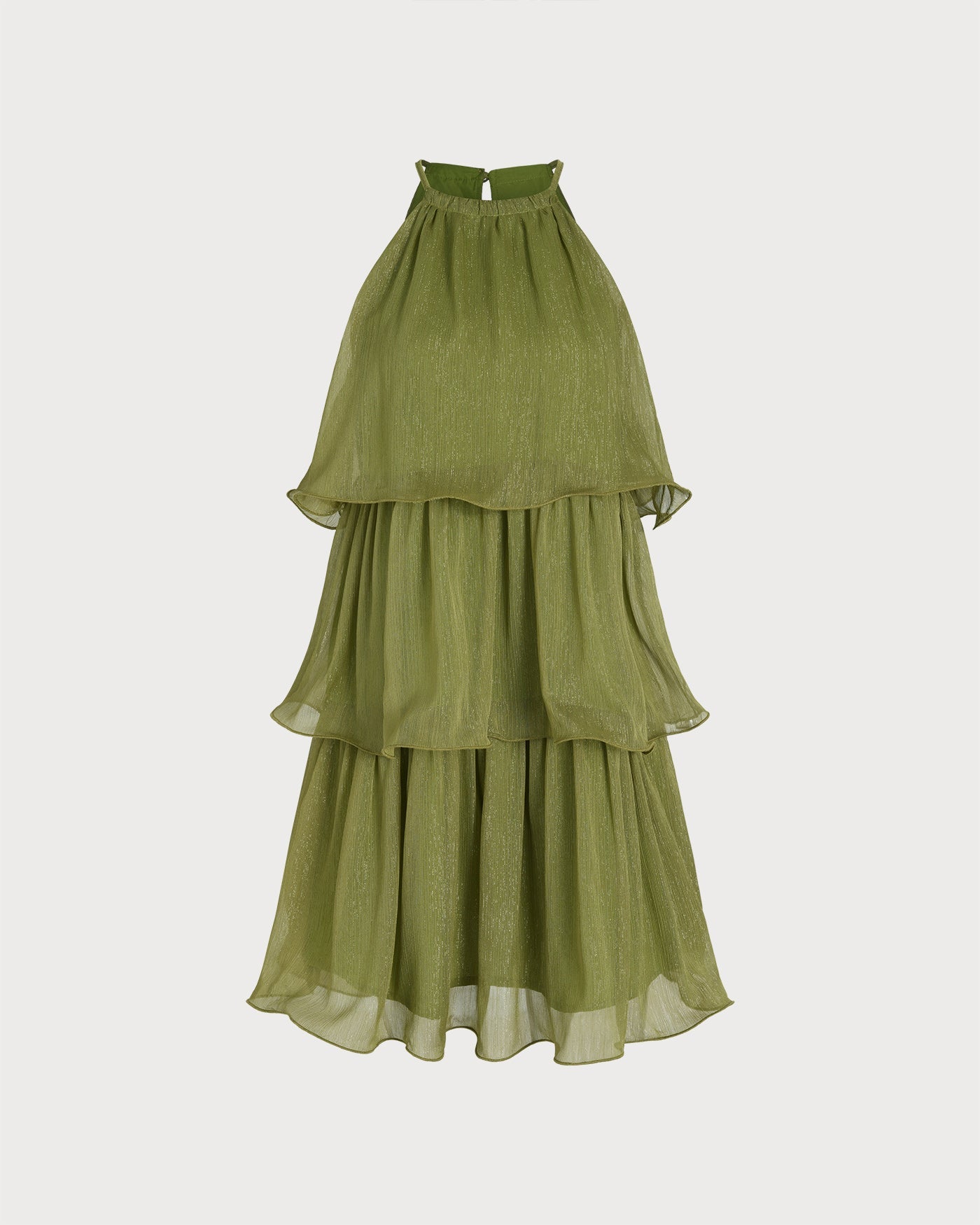 Green Round Neck Flowy Mini Dress | Rihoas
