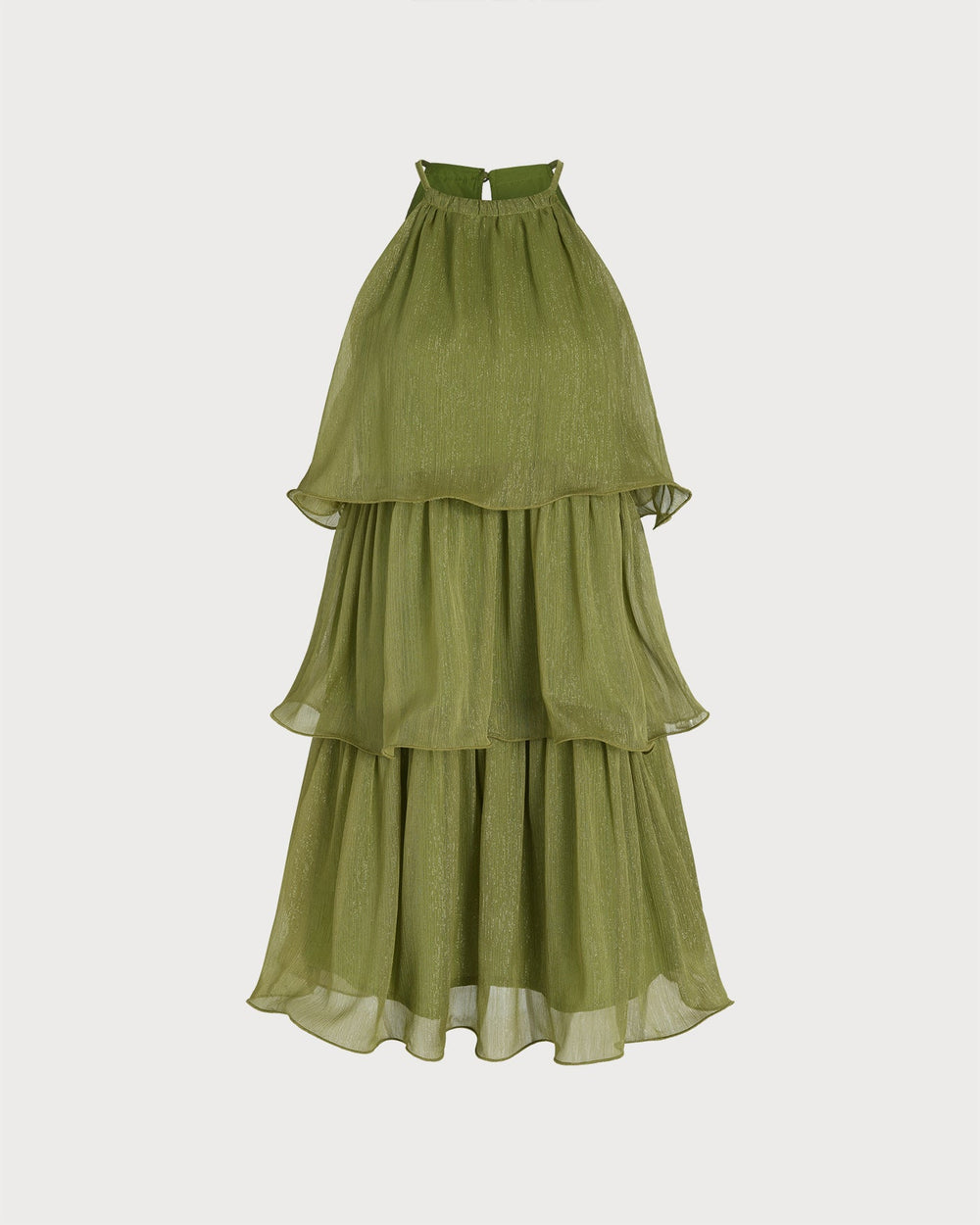 Green Round Neck Flowy Mini Dress | Rihoas
