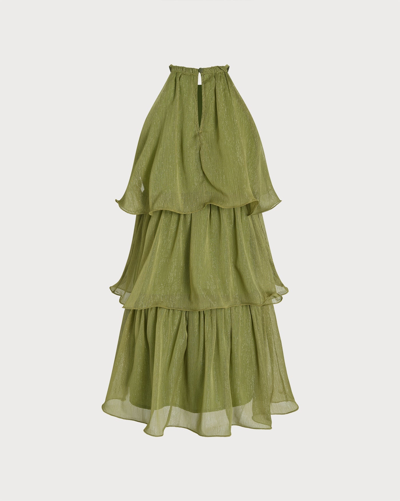 Green Round Neck Flowy Mini Dress | Rihoas