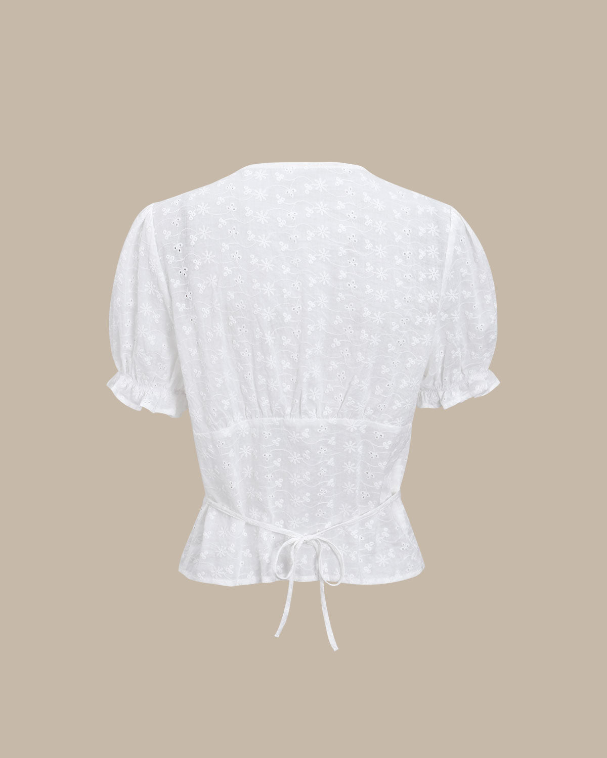 White Floral Puffed Sleeve Blouse | Rihoas
