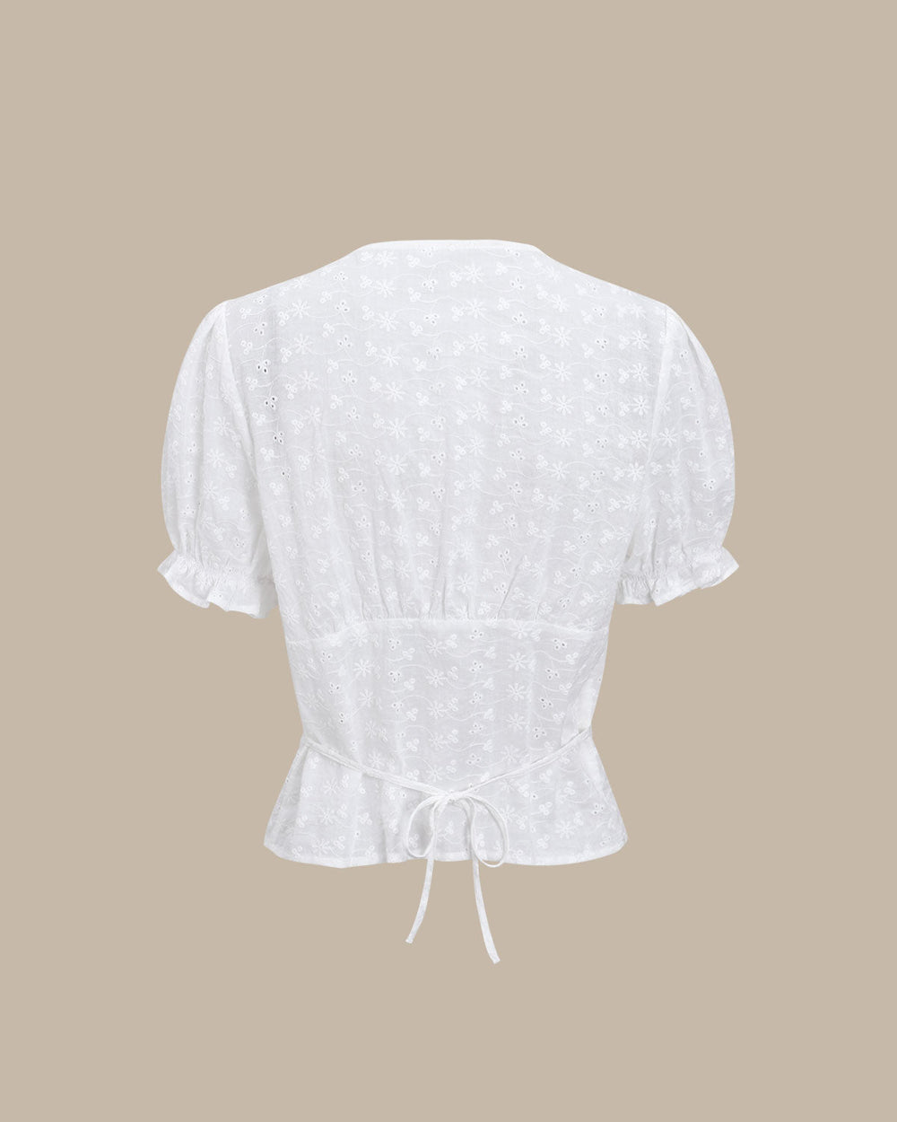 White Floral Puffed Sleeve Blouse | Rihoas
