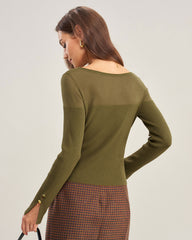 Green See Through Knit Tee | Rihoas
