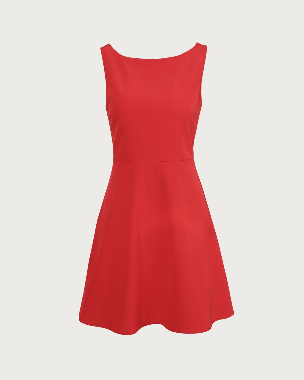 The Red Boat Neck High Waisted Mini Dress | Rihoas