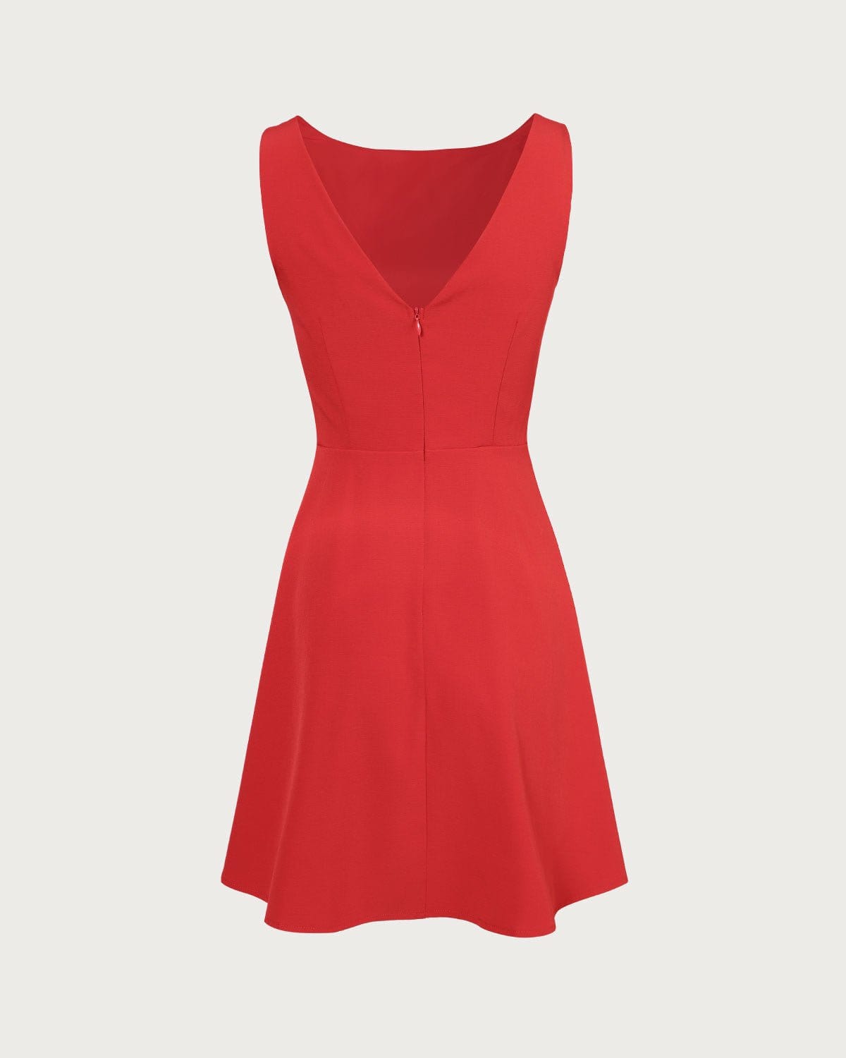 The Red Boat Neck High Waisted Mini Dress | Rihoas