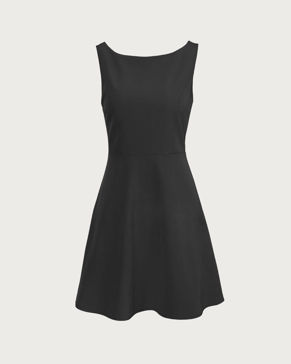 The Black Boat Neck High Waisted Mini Dress | Rihoas
