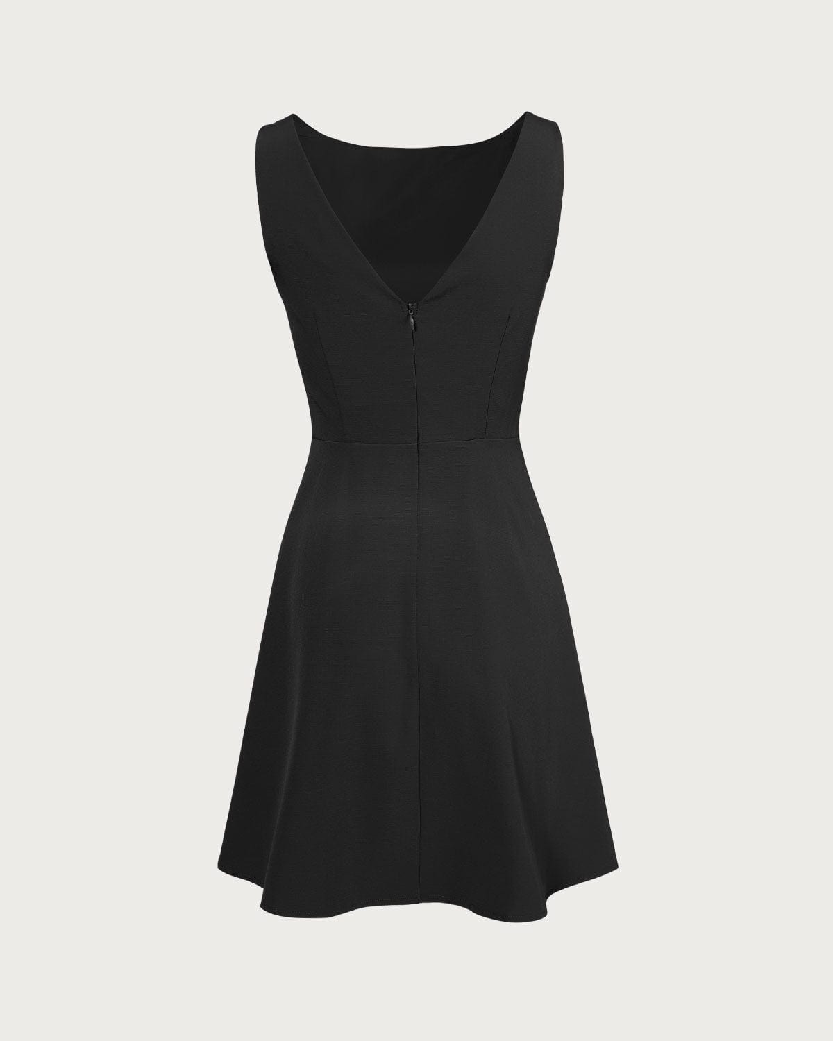 The Black Boat Neck High Waisted Mini Dress | Rihoas