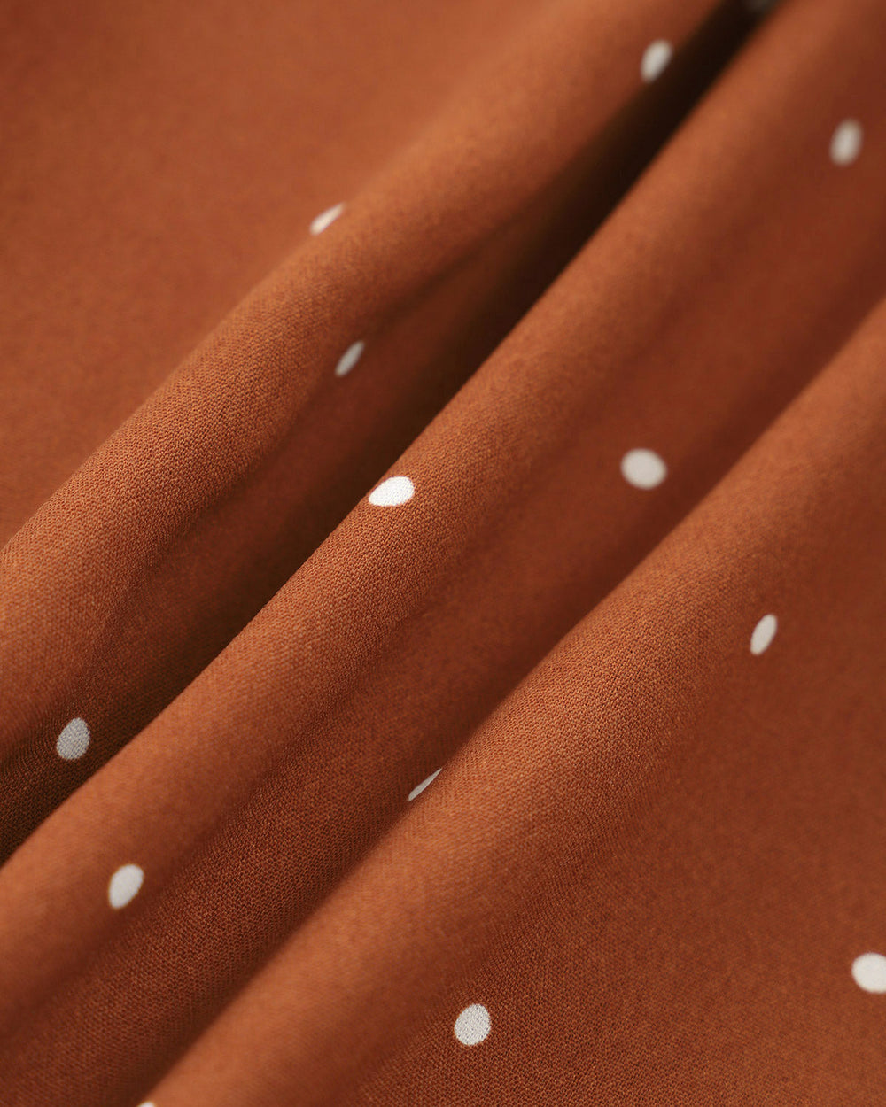 Brown Polka Dot Pleated Midi Dress | Rihoas