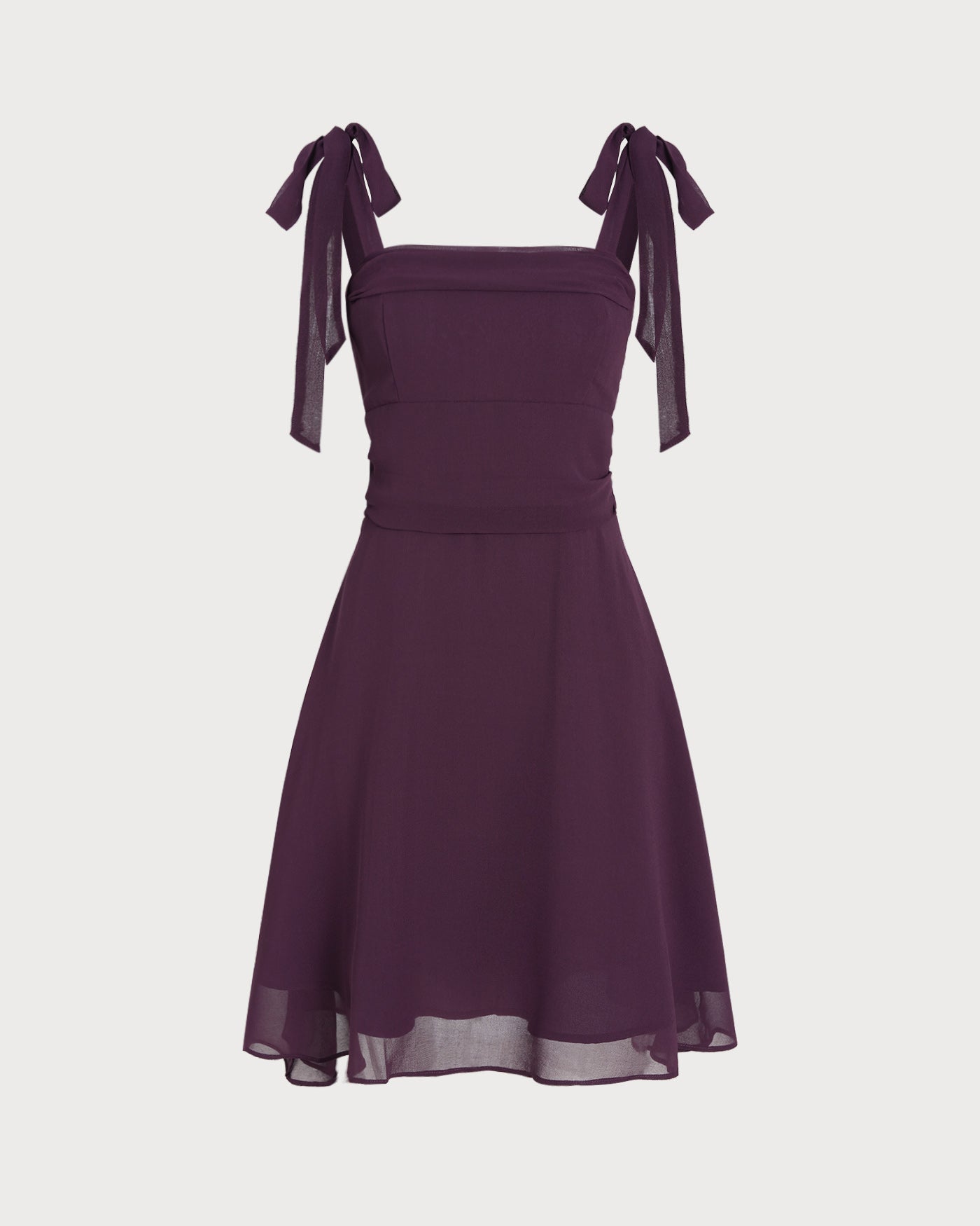 Purple Tie Strap Chiffon Mini Dress | Rihoas