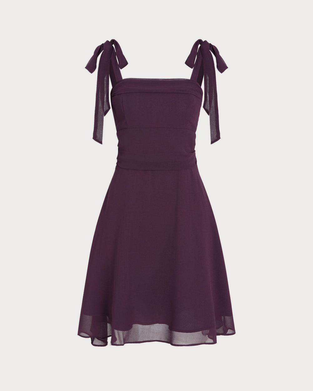 Purple Tie Strap Chiffon Mini Dress | Rihoas