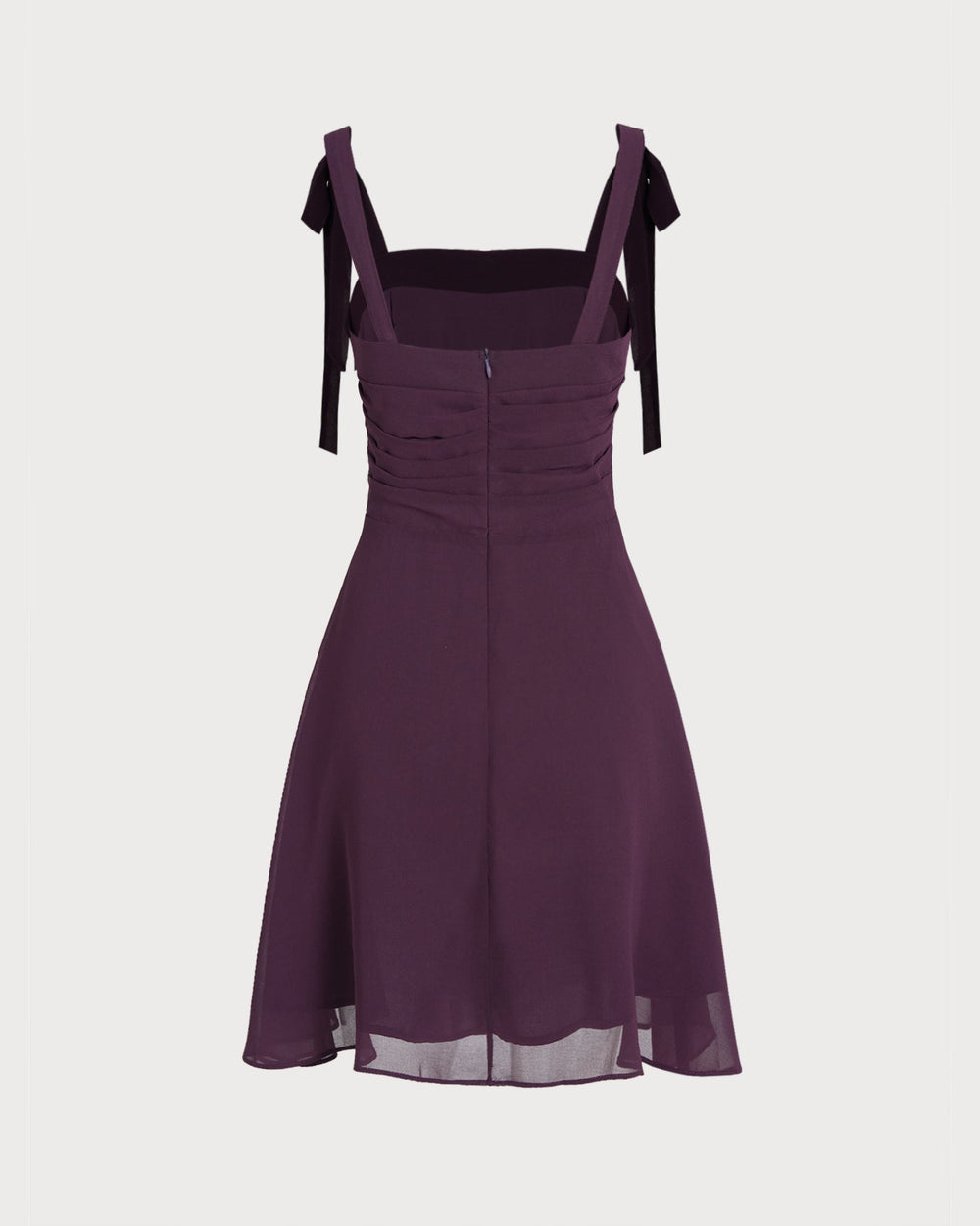 Purple Tie Strap Chiffon Mini Dress | Rihoas