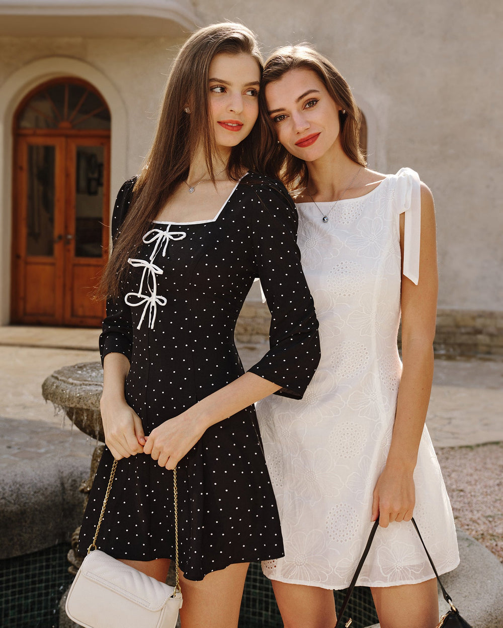 White Floral Textured Mini Dress | Rihoas