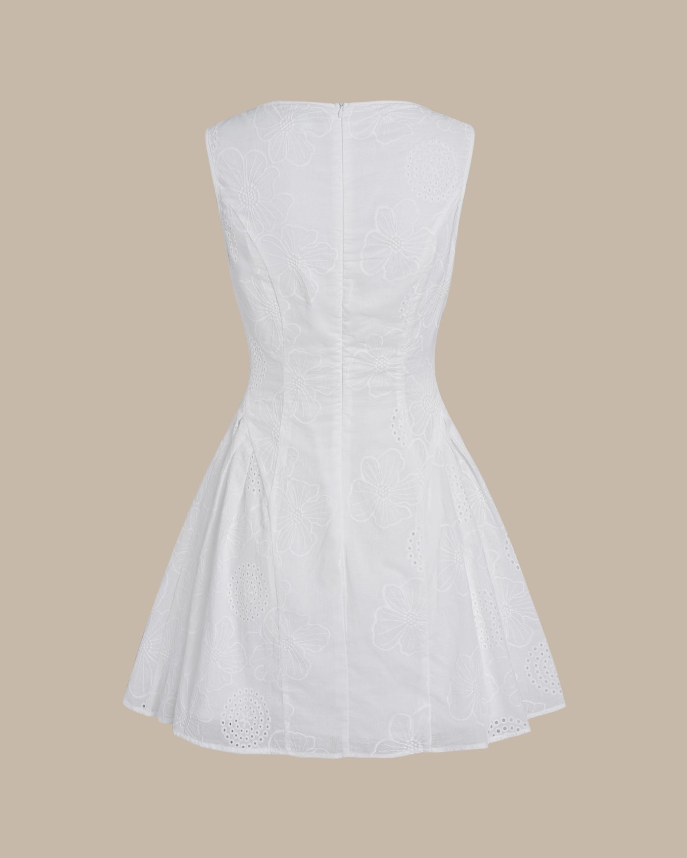 White Floral Textured Mini Dress | Rihoas