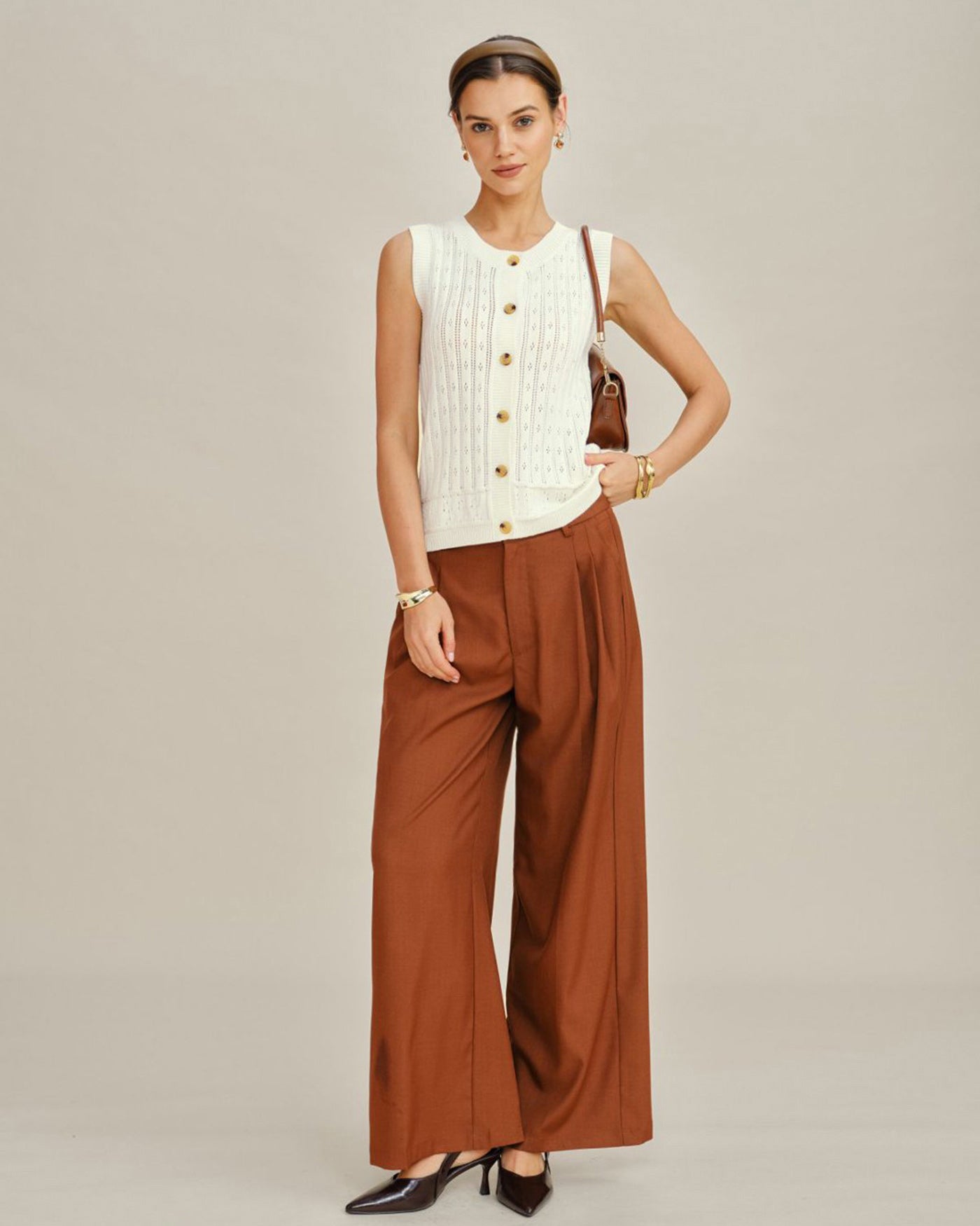 White Single Breasted Knit Cardigan | Rihoas