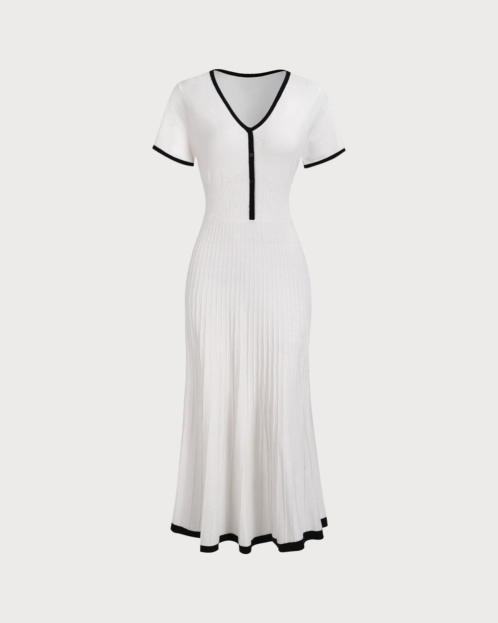 Women's White Contrasting Sweater Midi Dress | Rihoas