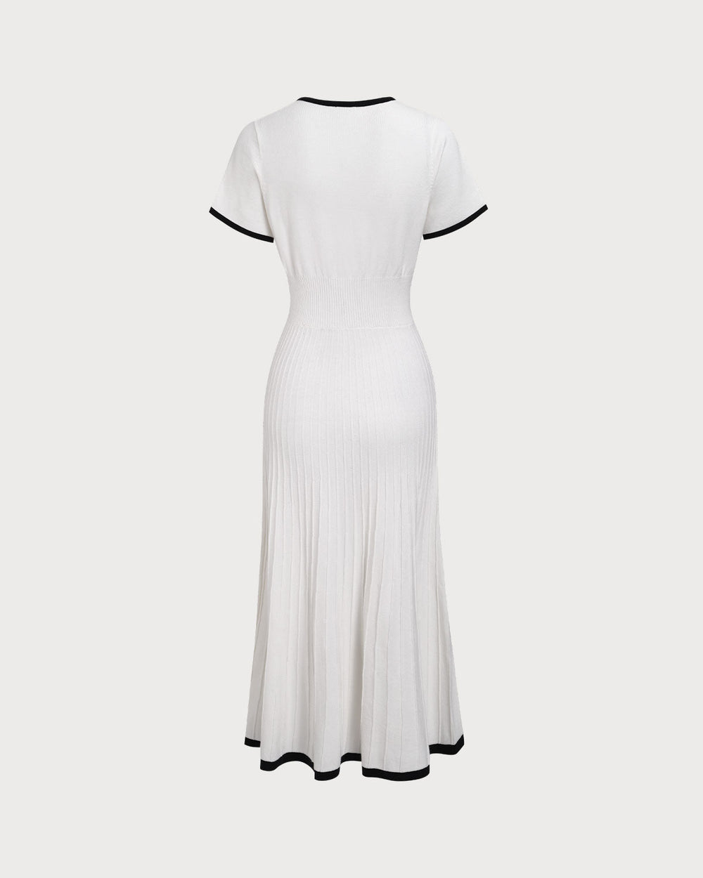 Women's White Contrasting Sweater Midi Dress | Rihoas