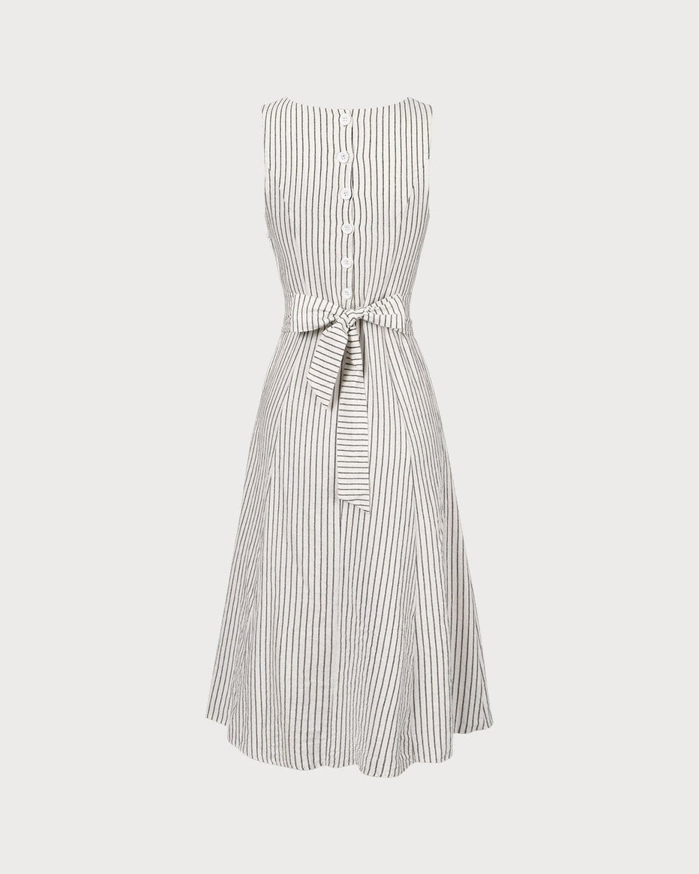 The White Square Neck Striped Midi Dress | Rihoas