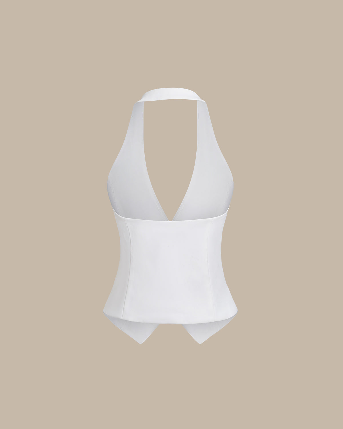 White Halter Button Vest | Rihoas