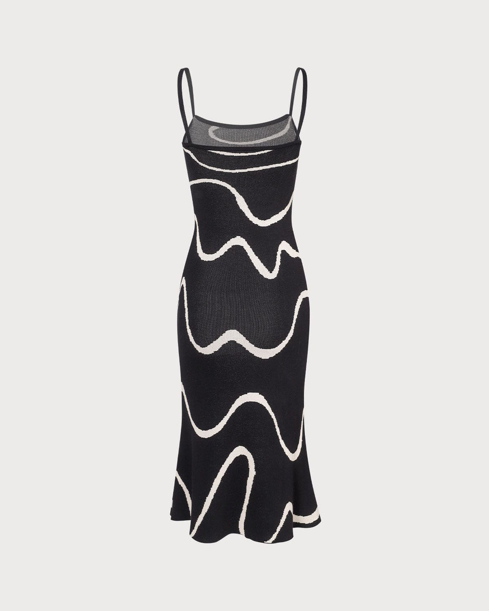 The Black Wave Mermaid Hem Knit Midi Dress | Rihoas