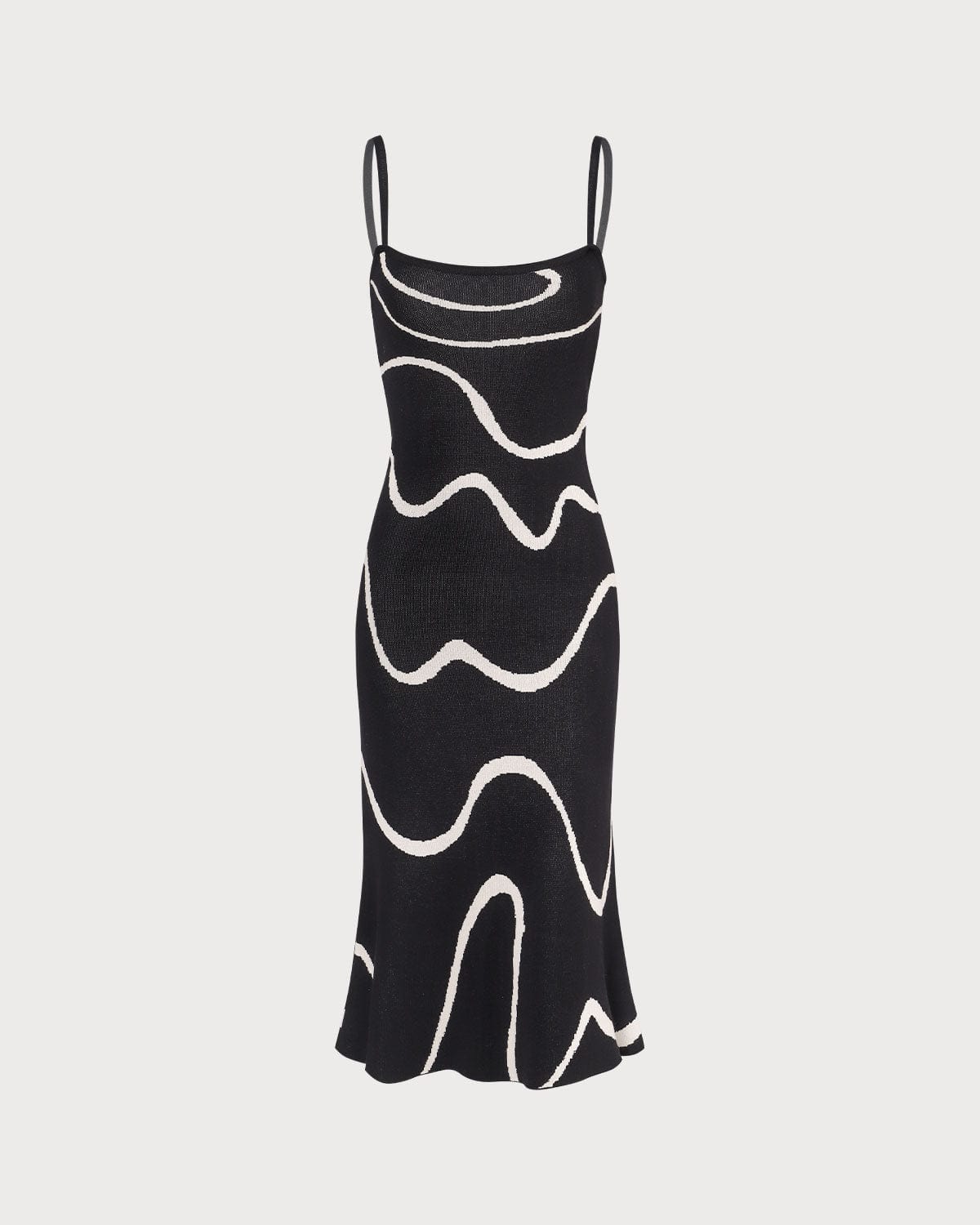 The Black Wave Mermaid Hem Knit Midi Dress | Rihoas
