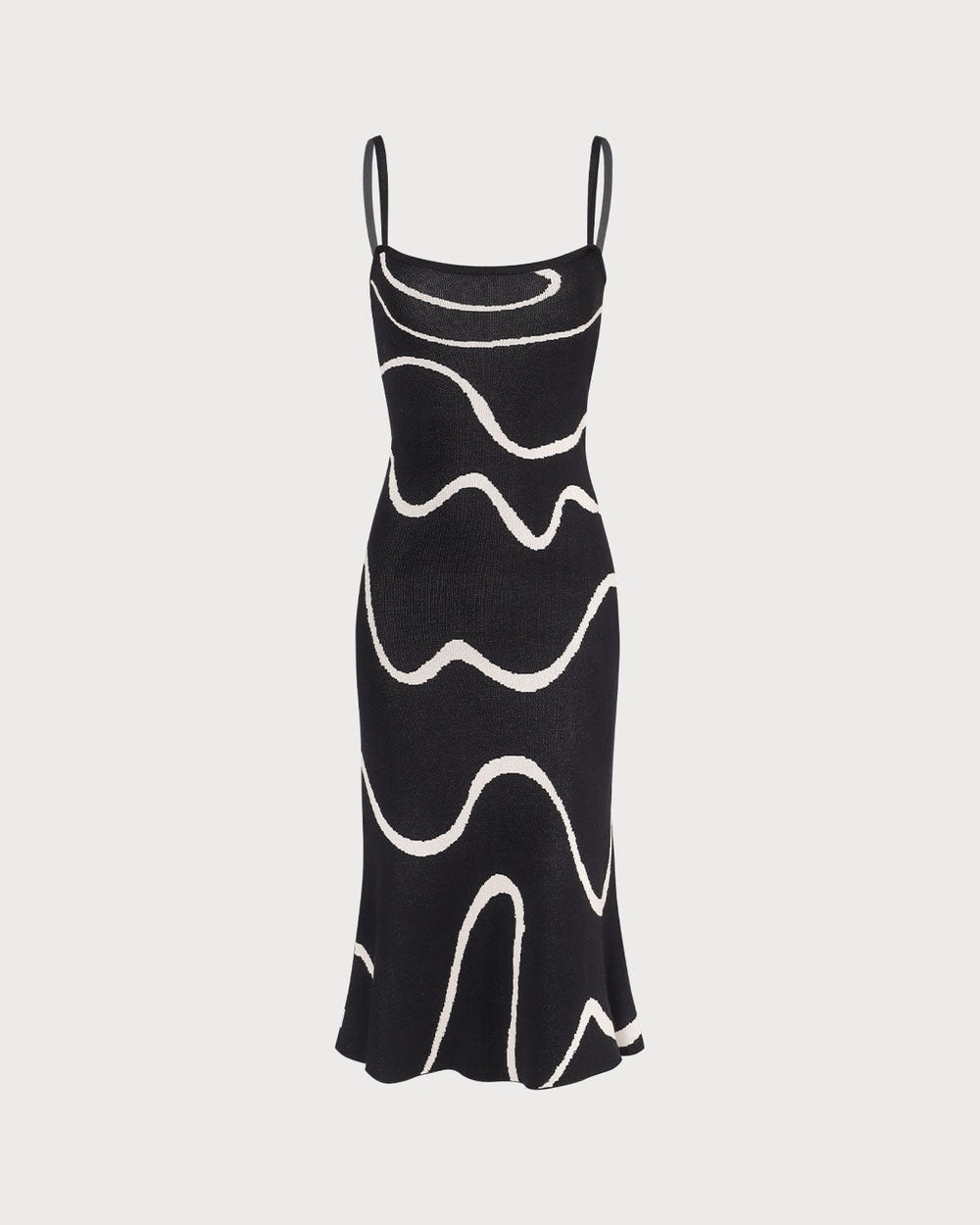 The Black Wave Mermaid Hem Knit Midi Dress | Rihoas
