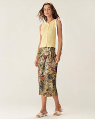 Yellow Round Neck Button Knit Vest | Rihoas