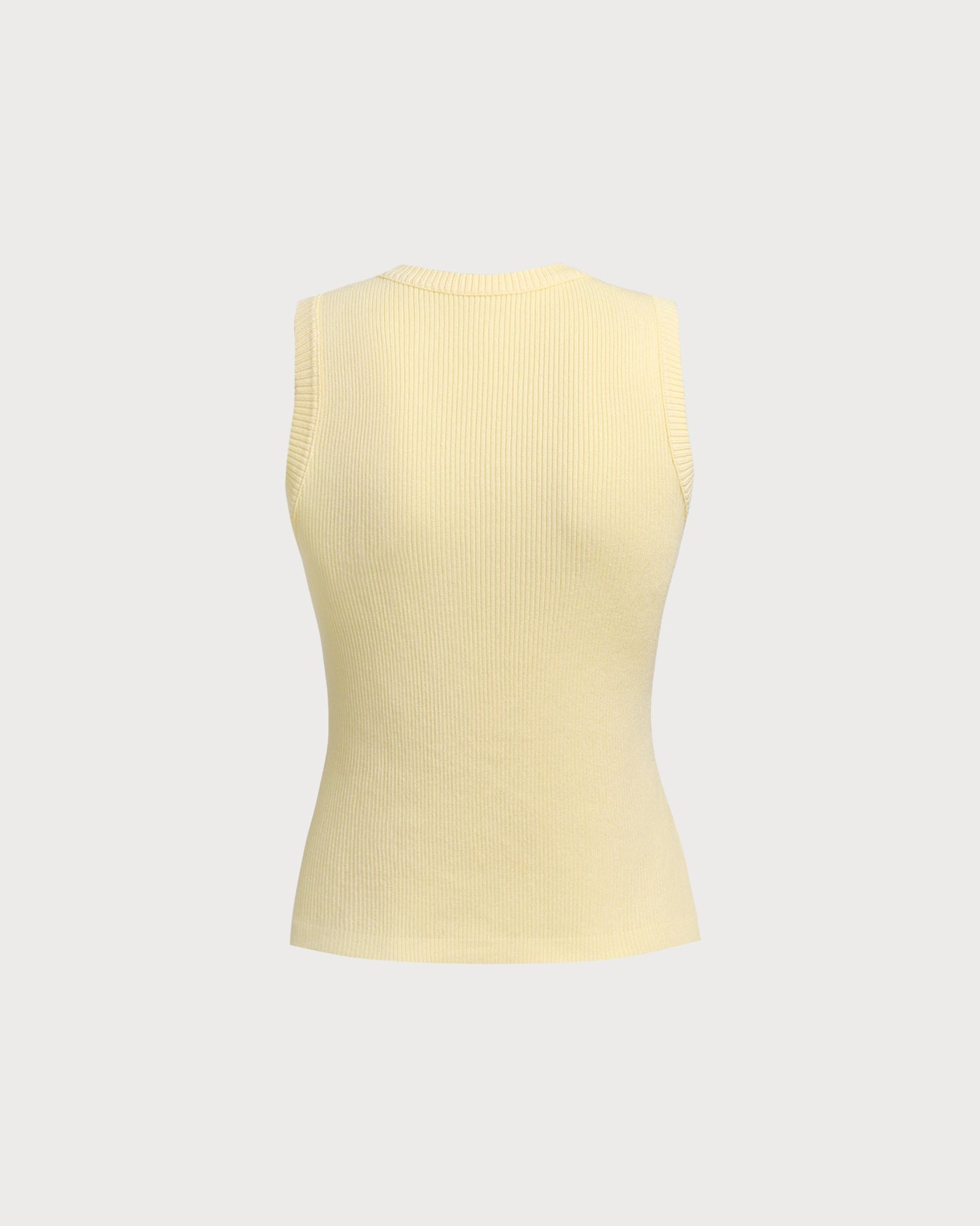 Yellow Round Neck Button Knit Vest | Rihoas