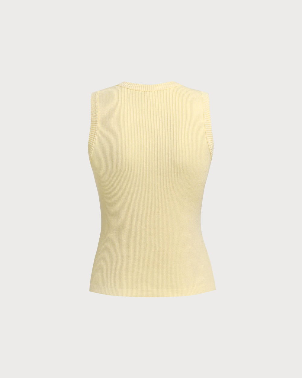 Yellow Round Neck Button Knit Vest | Rihoas