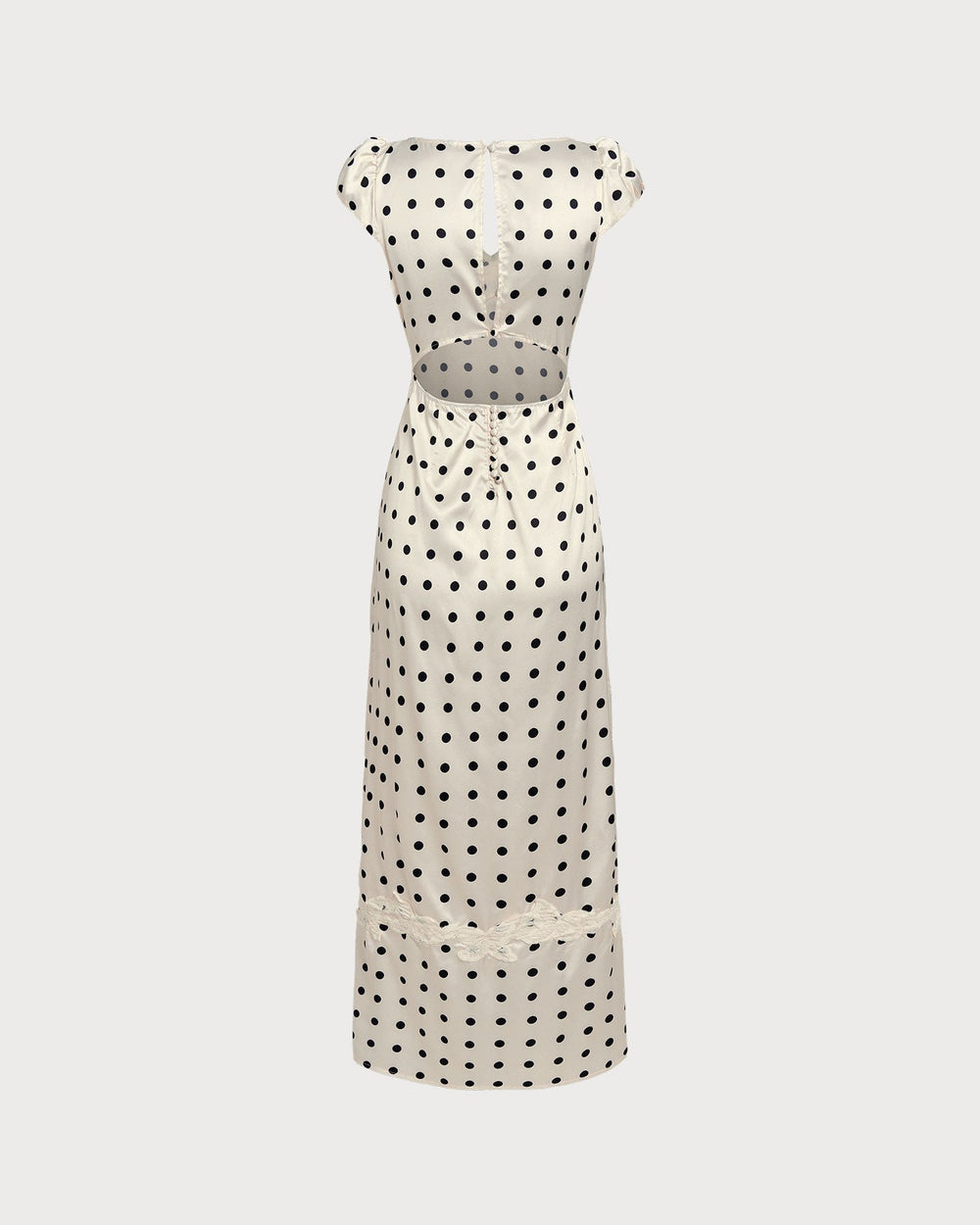 Apricot Polka Dot Lace Maxi Dress | Rihoas