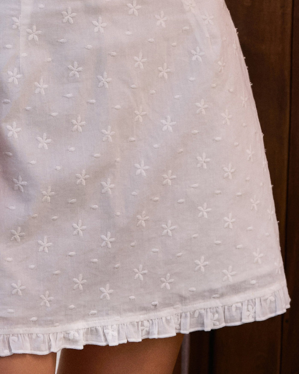 White Ruffle A-Line Mini Skirt | Rihoas