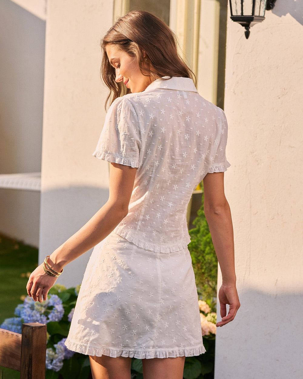 White Ruffle A-Line Mini Skirt | Rihoas