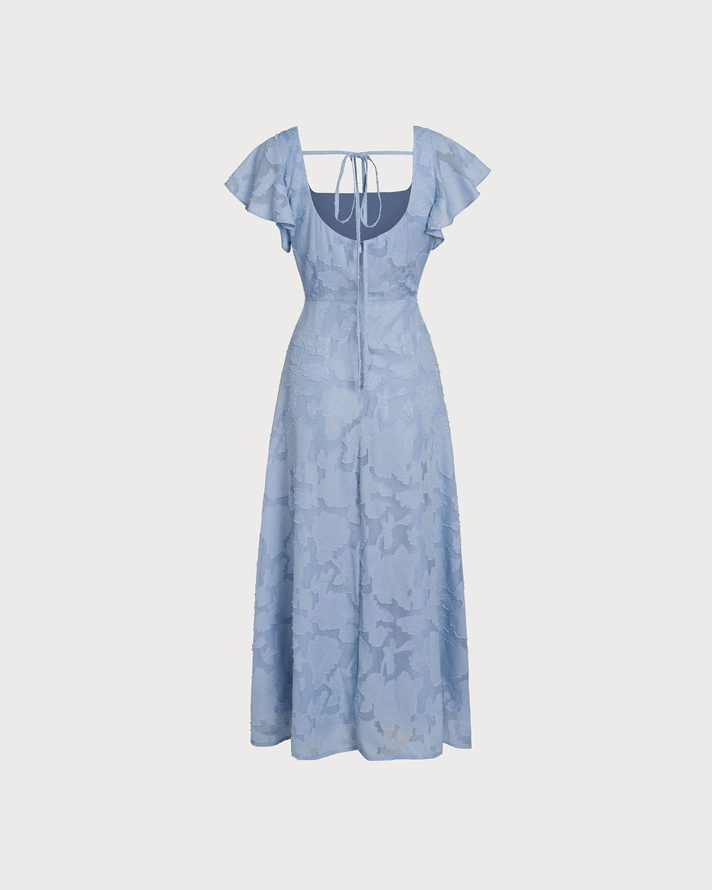 Blue Floral Square Neck Midi Dress | Rihoas