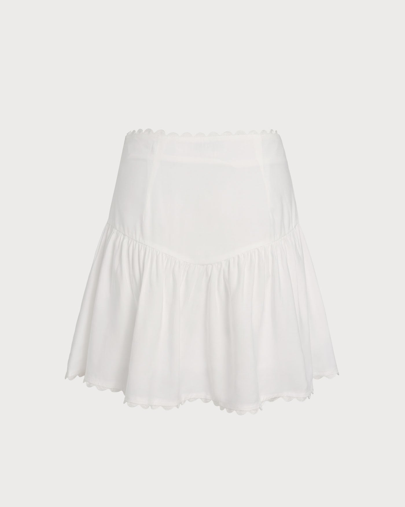 White Button Ruched Mini Skirt | Rihoas
