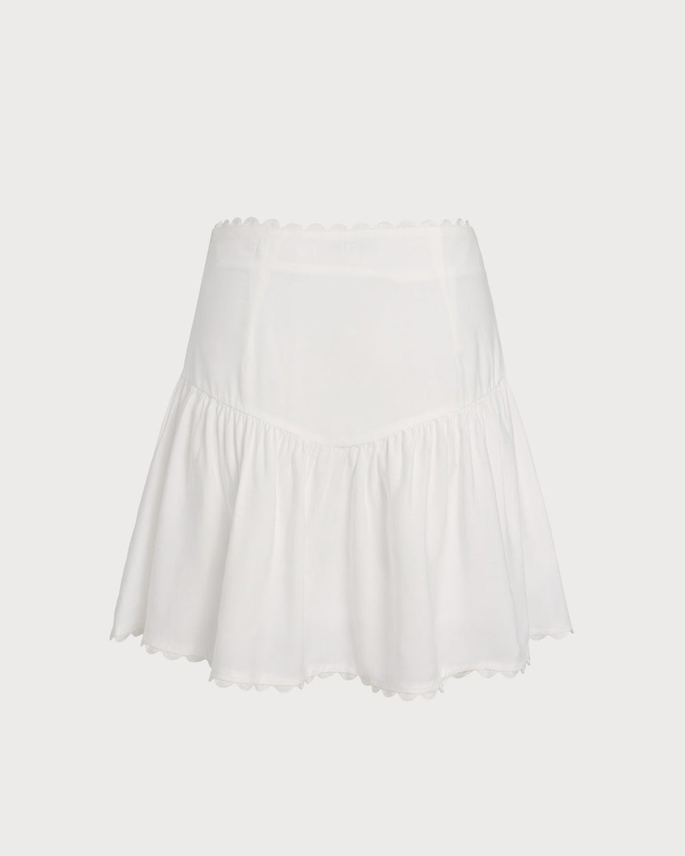White Button Ruched Mini Skirt | Rihoas