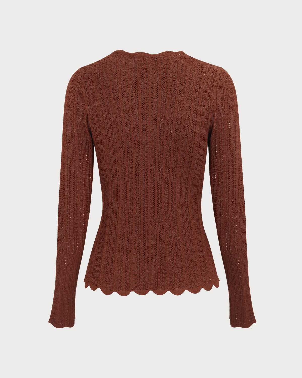 Women's Brown Round Neck Slim Sweater | Rihoas