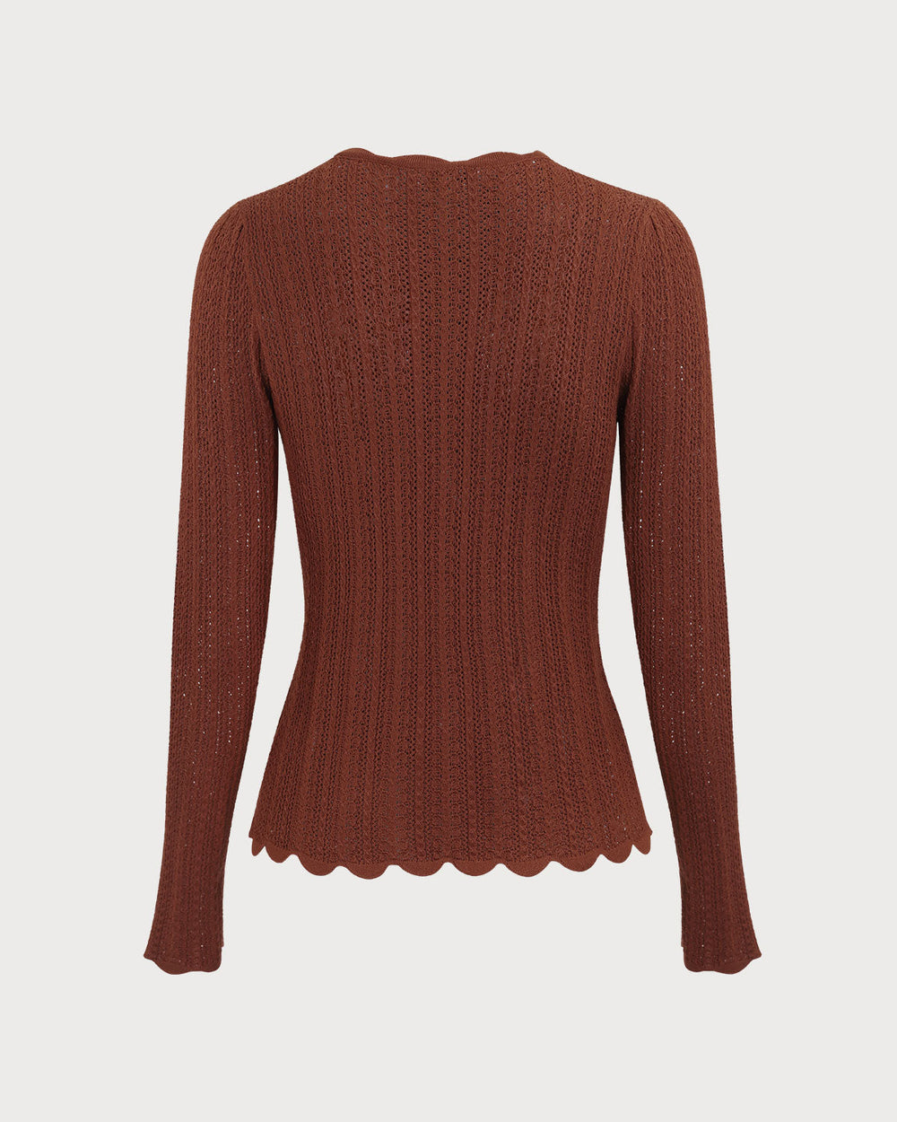 Women's Brown Round Neck Slim Sweater | Rihoas