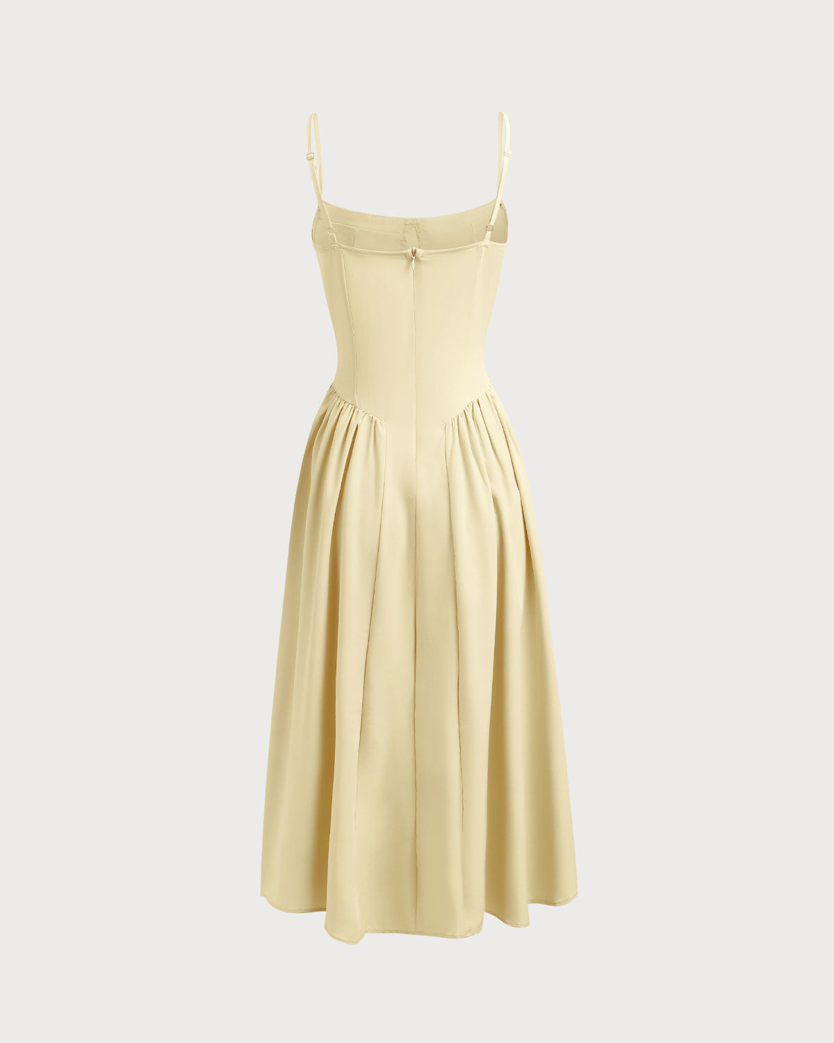 Yellow Square Neck Pocket Slip Midi Dress | Rihoas