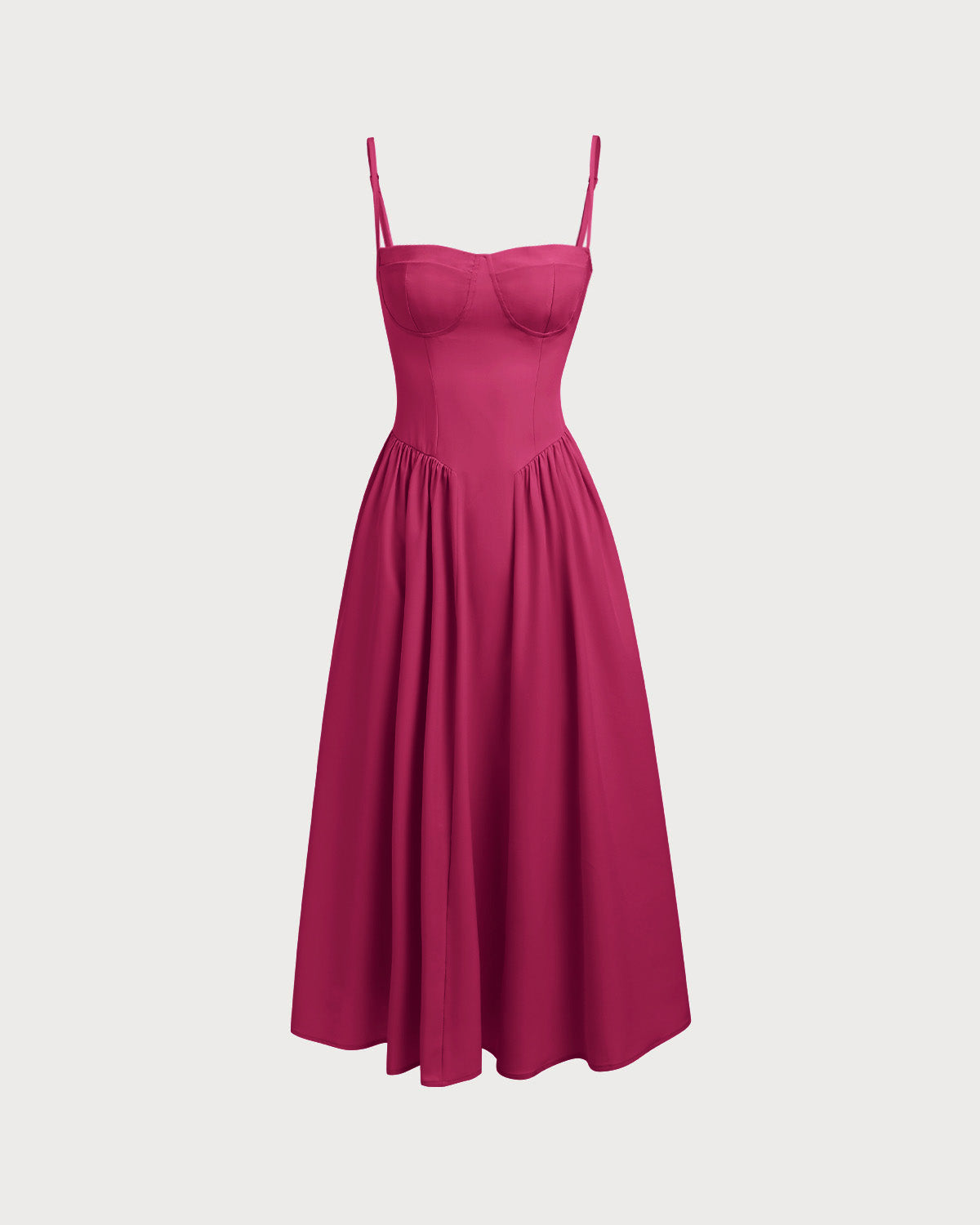 Wine Red Square Neck Pocket Slip Midi Dress | Rihoas