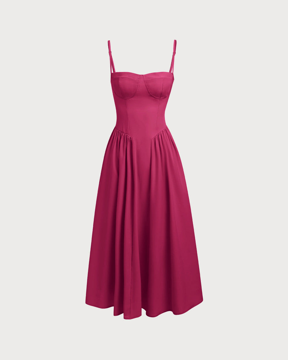 Wine Red Square Neck Pocket Slip Midi Dress | Rihoas