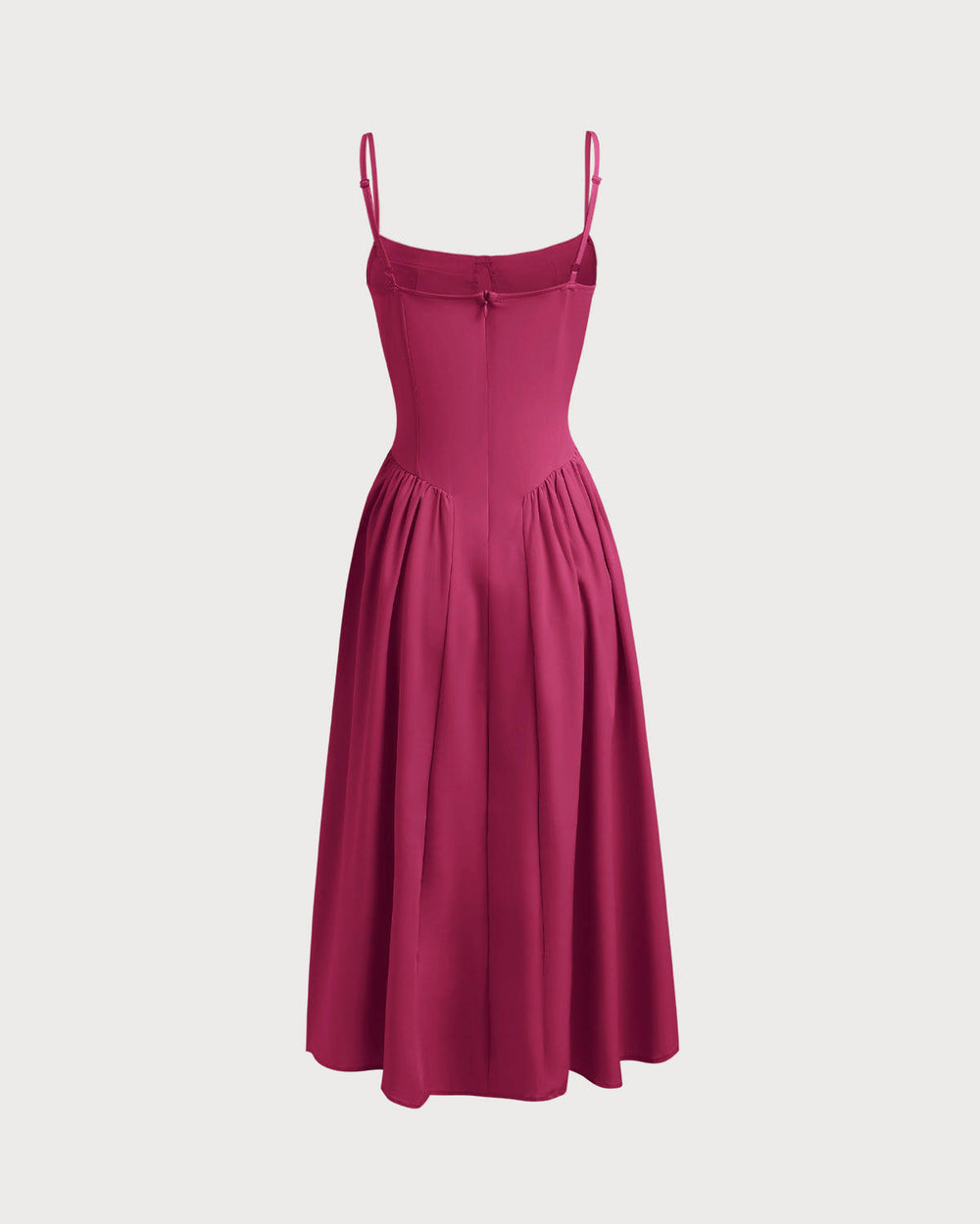 Wine Red Square Neck Pocket Slip Midi Dress | Rihoas