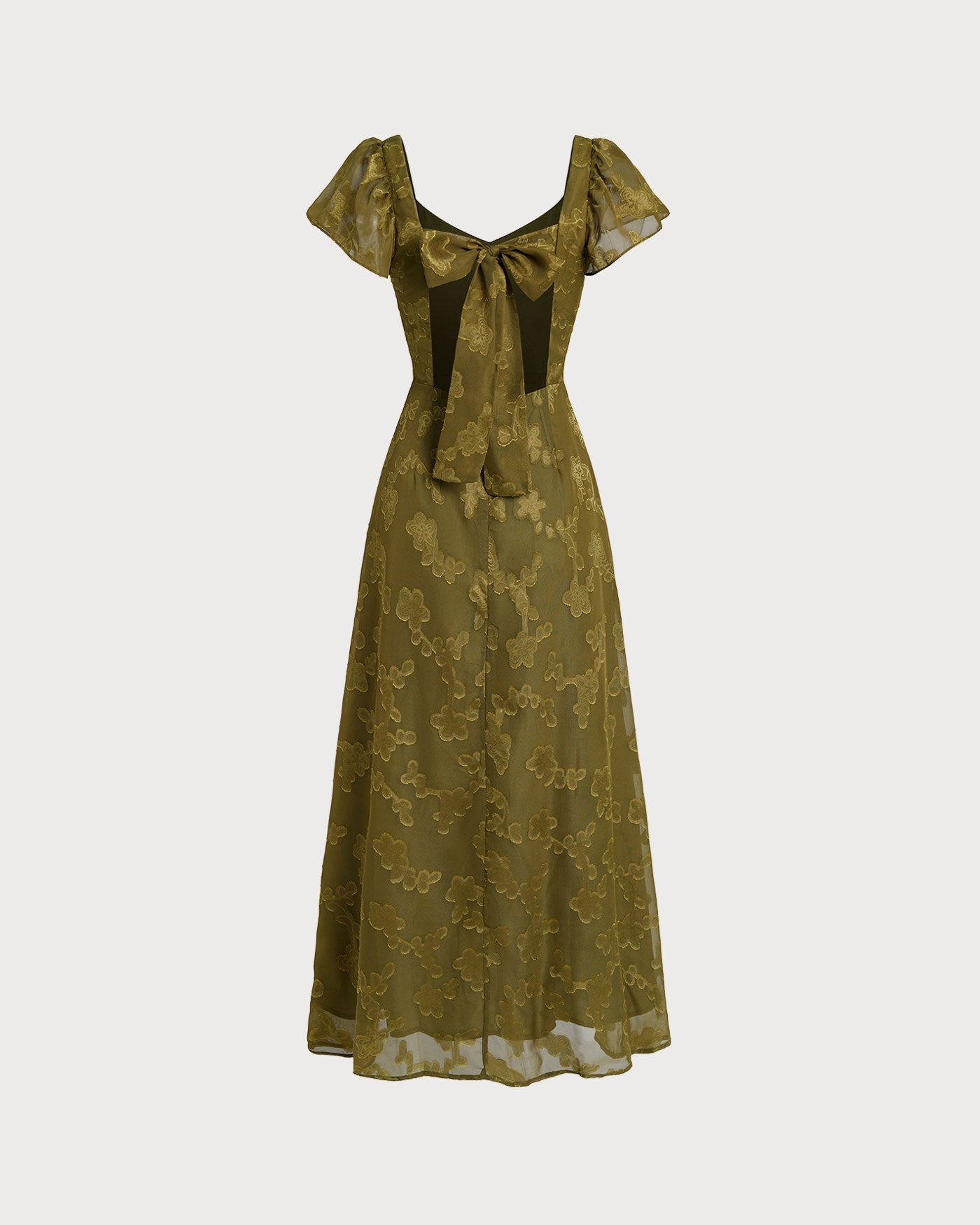 Green Sweetheart Neck Jacquard Maxi Dress | Rihoas