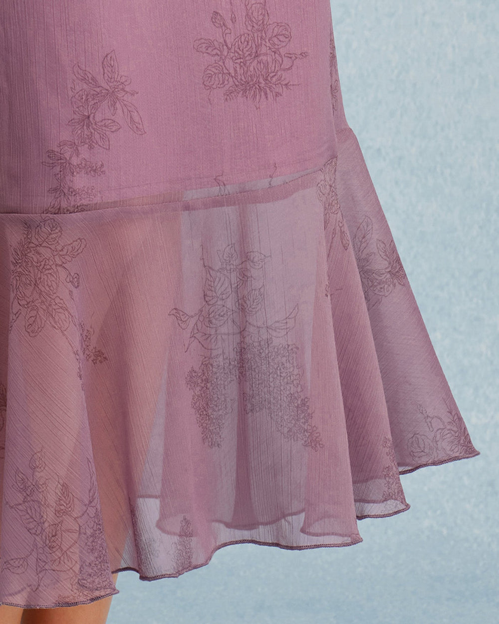 Purple Floral Mermaid Midi Skirt | Rihoas