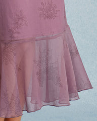Purple Floral Mermaid Midi Skirt | Rihoas