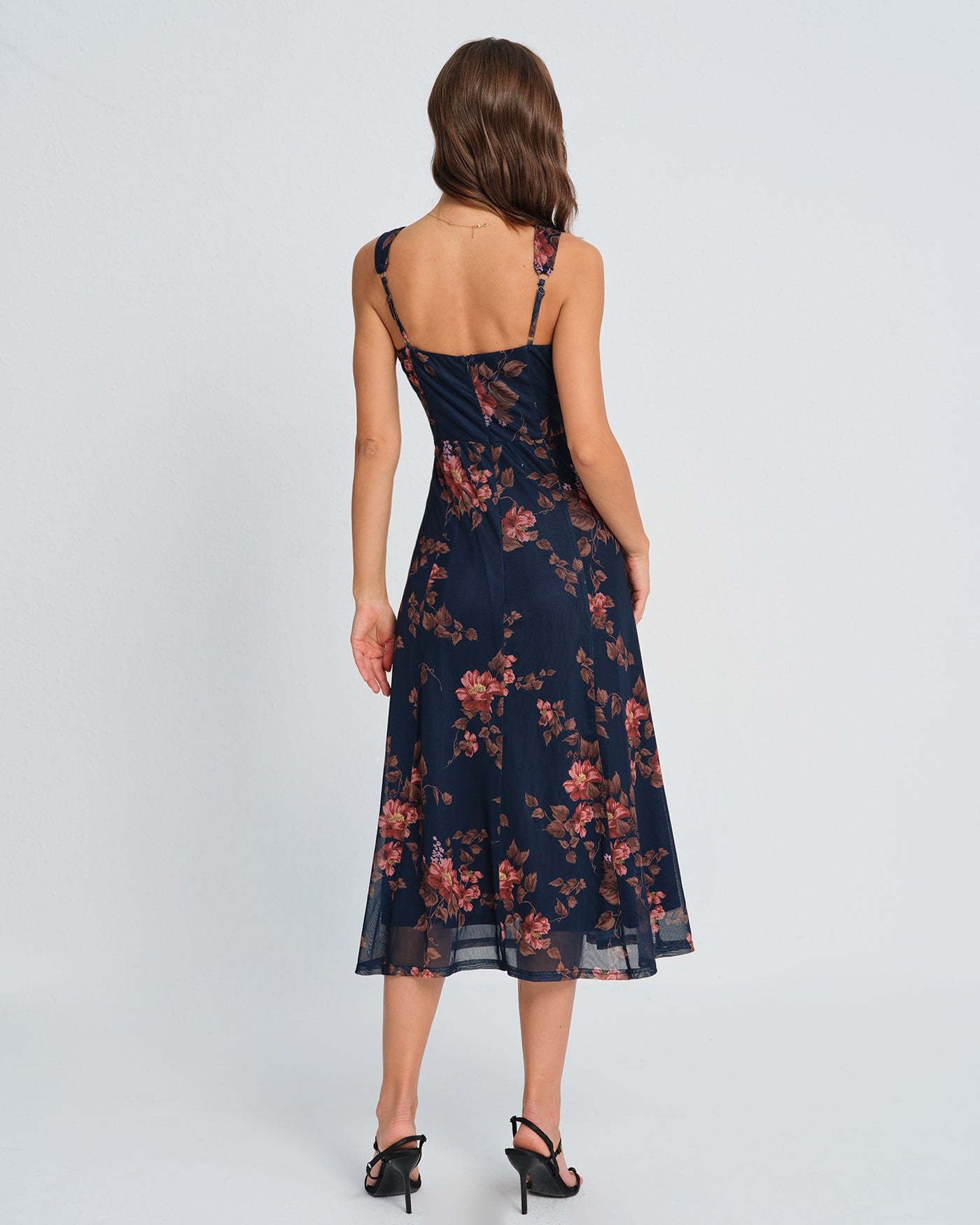Blue Floral Slip Midi Dress | Rihoas