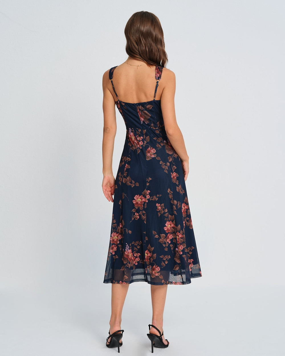Blue Floral Slip Midi Dress | Rihoas