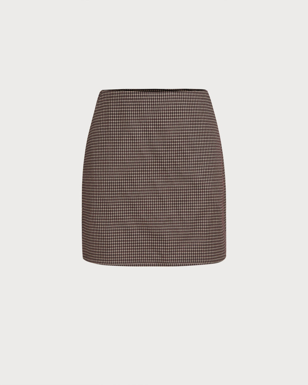 Coffee Plaid A-Line Mini Skirt | Rihoas