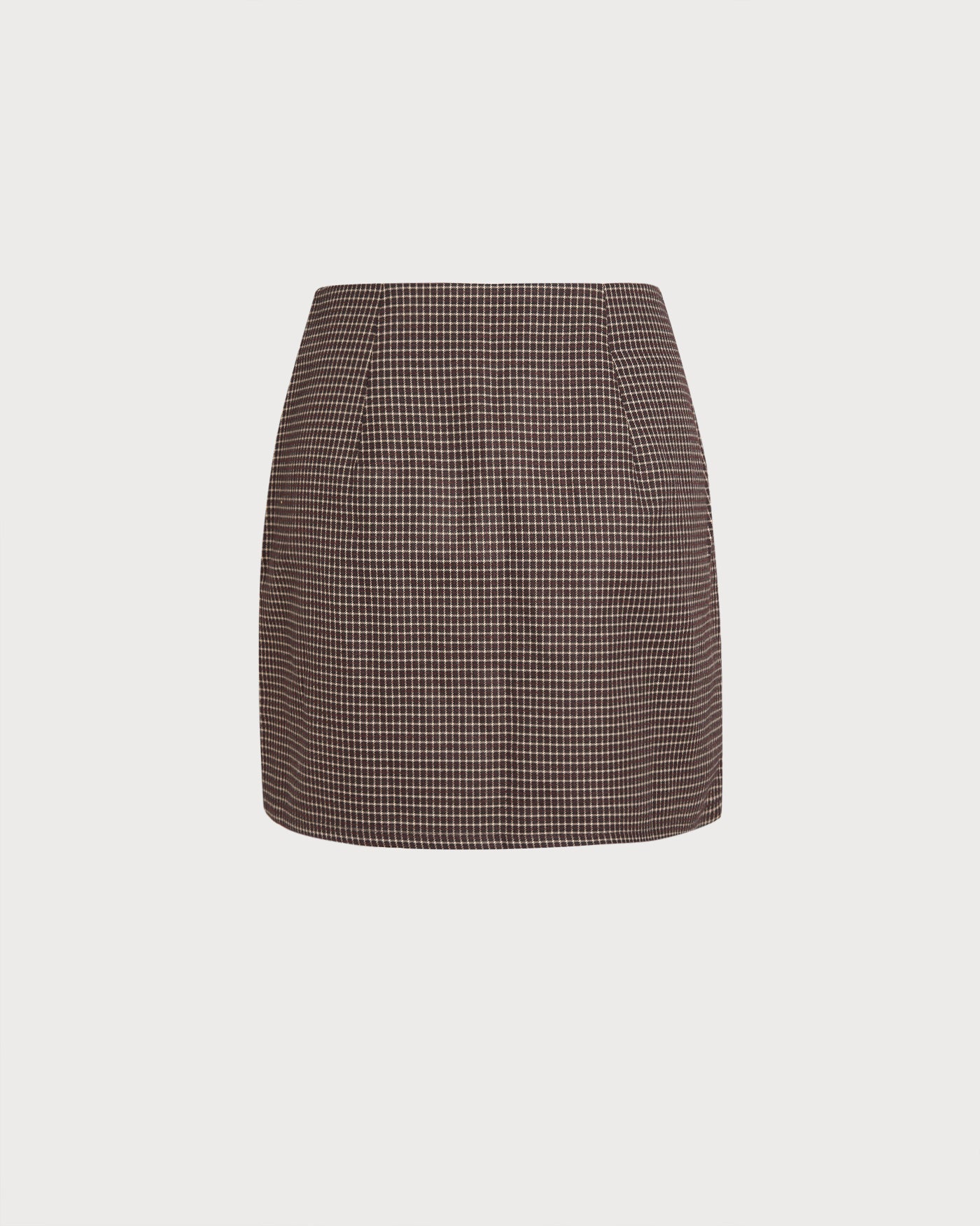 Coffee Plaid A-Line Mini Skirt | Rihoas