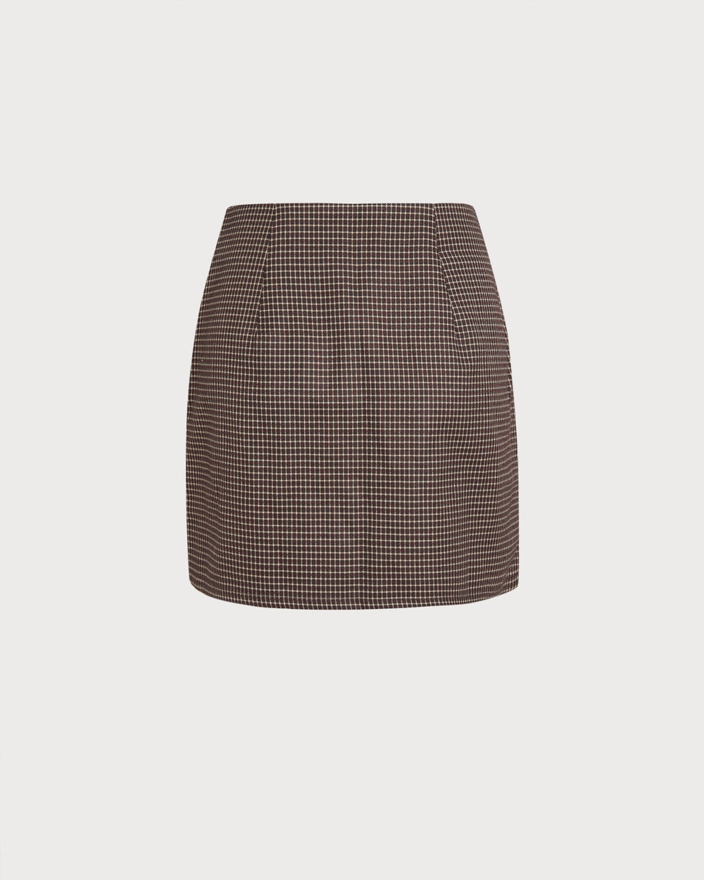 Coffee Plaid A-Line Mini Skirt | Rihoas
