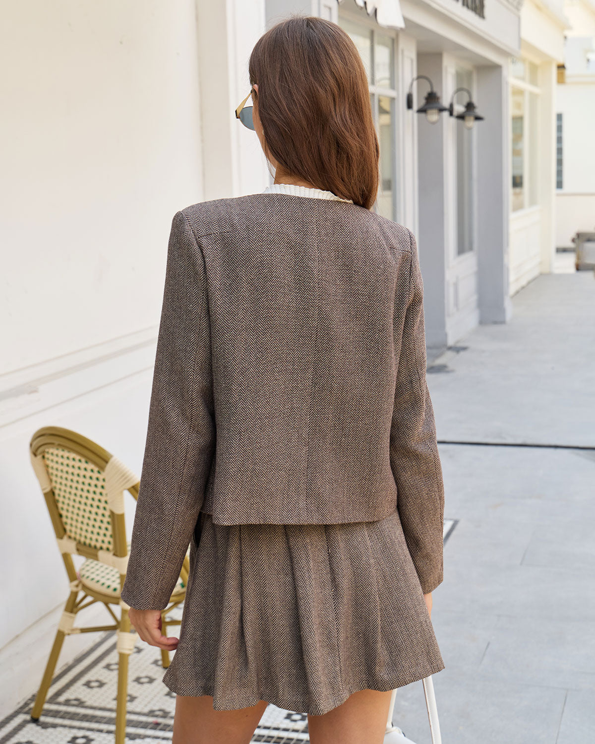 Brown Button Pockets Jacket | Rihoas